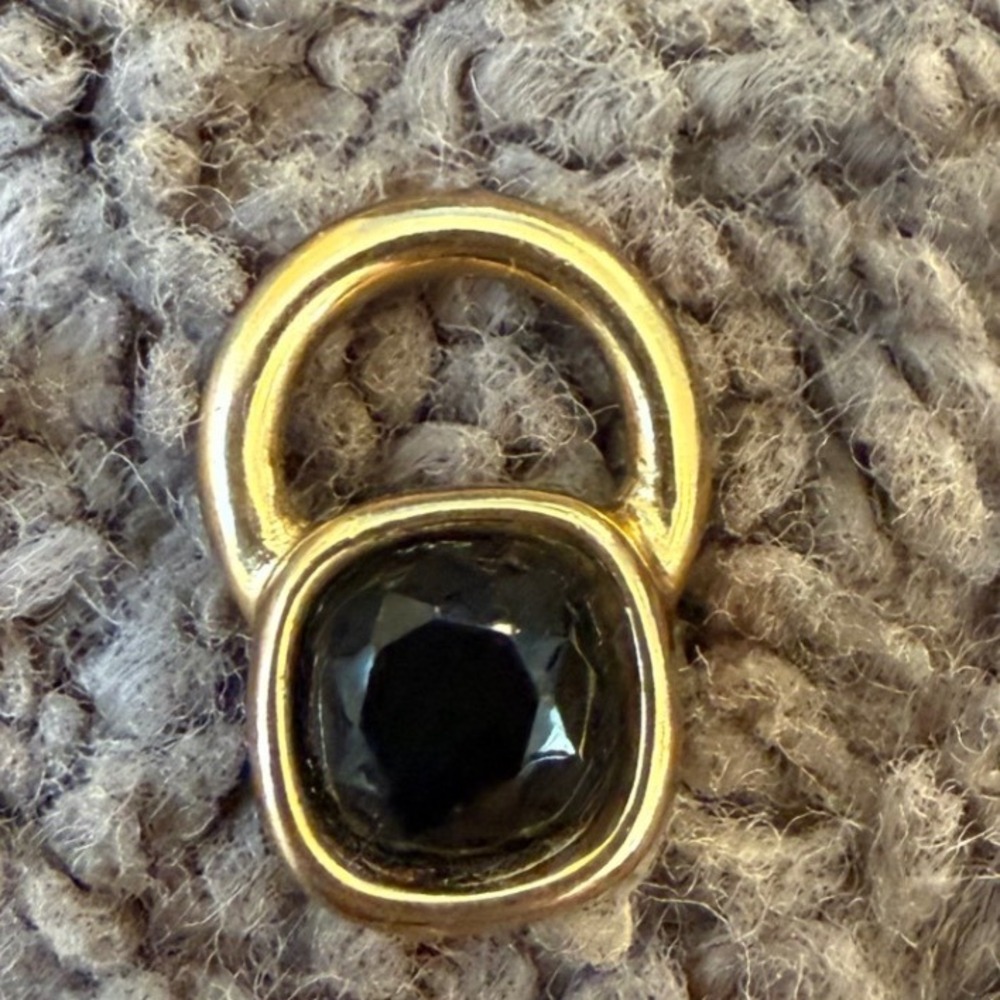 Givenchy Gold Tone Black Stone Square Charm Pendant Necklace Pendant Only - Picture 2 of 8